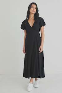 Resonance Black SS Wrap Maxi Dress