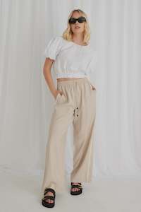 Townie Sand Stripe Tape Wide leg Pants - Ecru