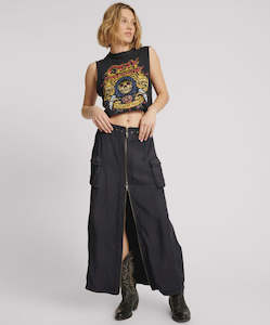 Clothing: Washed Black Tencel Parachute Skirt