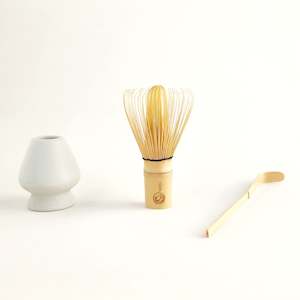 Japanese Matcha Essentials Set: Bamboo Whisk, Holder, and Scoop