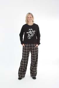 Olivia Pants - Black and Mocha check - Pre Order