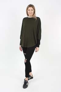 Poncho Plain Khaki Merino - Black cuff - Pre-Order 2-3 weeks