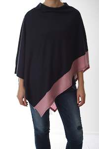 Tri Poncho Merino - Navy with Pink Trim - Pre Order 2 - 3 Weeks