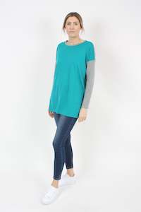 Talia Top - Merino - Reversible Teal/Grey