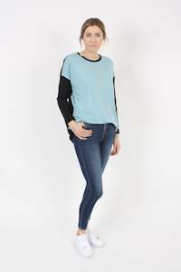 Talia Top - Merino - Reversible Sky/Black - Pre Order 2 - 3 Weeks