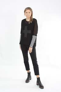 Chloe Tops: Chloe Top - Black stripe Sleeves - Pre Order