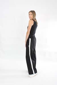 Olivia Pants Linen - Black with white stripe - Pre-Order