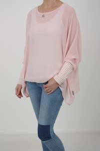 Alexa Top - Pink - Stripe Cuffs - Pre-Order