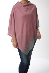 Wear Pink: Tri Poncho Merino - Pink with Grey Trim - Pre-Order 2-3 weeks