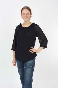 LuLu Top - Navy Chiffon Pre Order