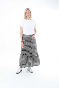 Maxi Skirt - Black Embroidery