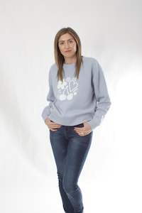 Crew Sweater - Sky Blue with Wadzee Print - Pre-Order