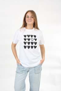 Tees: Tee Shirt - White with Black Lots of love Print - Pre Order