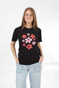 Tees: Tee Shirt - Pink and Red Flower Bunch Print - Pre Order