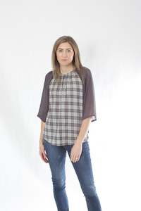 Eva Top - Short Sleeve - Grey Check