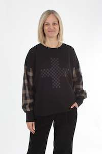 Quinn Top - Black - Chocolate Check - Pre Order