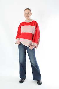 Sonia Tops: Sonia Top - Pink and Red Corduroy - Pre Order