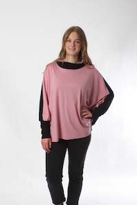 Alexa Top Hooded Merino - Pink and Black - Pre Order