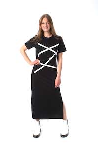 Tee Dress - Black with White Print