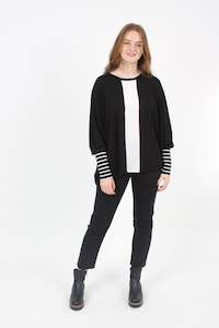 Alexa Top - Stipe - Merino - Black with White Stripe