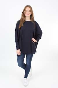 Alexa Top Long - Merino - Navy - pre order