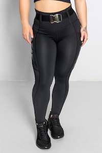 Clothing: Luxe Noir Belt Leggings