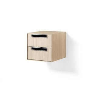 Bathroom Wall Unit, Whitened Wood & Chrome, 2 Drawers