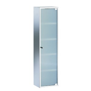 Stainless Steel: Stainless Steel Bathroom Cabinet, Glass Door, 90x25cm