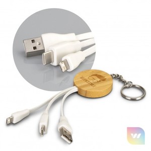 121411 – Bamboo Charging Cable Key Ring – Round Waikato Printing Company