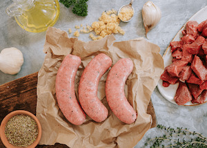 Butchery: Beef, Herb & Garlic GF (x6 Sausages) - Waipawa Butchery