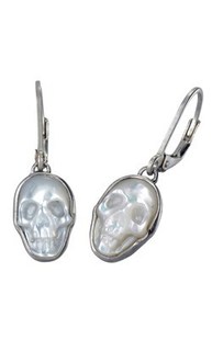 Zoe & Morgan Mother of Pearl Skull earrings - Sterling Silver from Walker an…