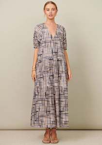 Clothing: Pol Ginevra V-Neck Dress - Genevra Print