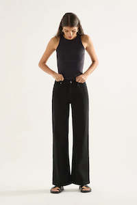 Outland Denim Mia Mid Wide Leg - Black