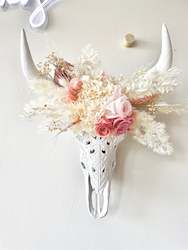 Soft Pinks Bull Skull Arrangement