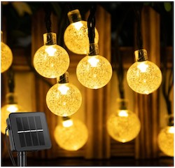 22M Solar String Lights Outdoor 200 Led Crystal Globe Waterproof    (Warm White)