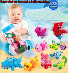 Automotive component: 6 pcs of children's wind-up animal toys with a bottle