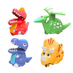 Automotive component: 4Pcs Press and Go Dinosaur Cars Dinosaur Wind Up Toys for Kids Boys Christmas Stocking Stuffers Dinosaur Party Supplies Random