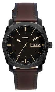 Fossil Machine Leather Strap Brown Dial Quartz FS5901 Men's Watch