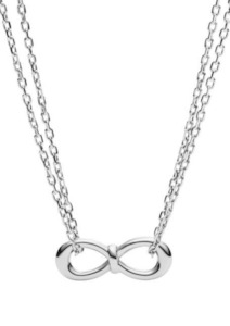 Fossil Infinity Knot Double-Chain Steel Necklace