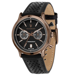 Watch: Maserati Epoca 42mm Black Leather Men's Watch - R8871638001