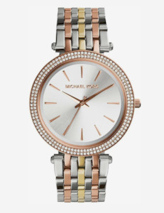 Michael Kors Silver Dial Tri-tone Crystals MK3203 Women's Watch