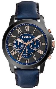 Fossil Grant Chronograph Black and Blue Dial Blue Leather FS5061 Men's Watch