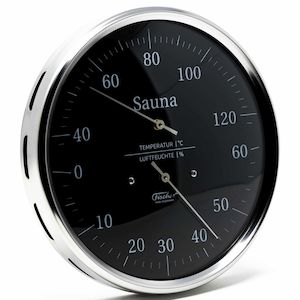 Sauna -Black - Thermometer & Hygrometer 160mm