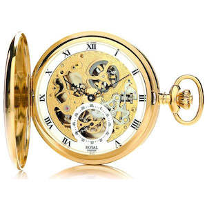 Classic Gold Mechanical Pocket Watch – Intricate Movement & Timeless Design