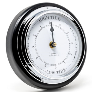 Ebony & Chrome Tide Only Clock – 170mm Elegant Coastal Timepiece