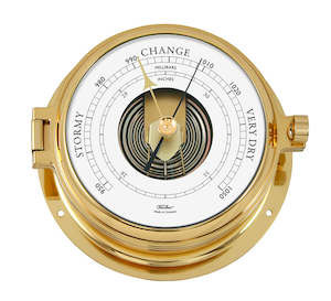 Watch: Polished Brass Marine Tide Clock & Barometer Combo – Sleek & Functional