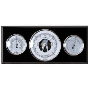 Modern Ebony & Chrome Weatherstation 3 in 1 - Hygrometer + Barometer + Thermometer