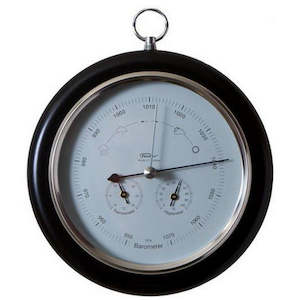 Ebony & Chrome Weather-Station 3 in 1 - Hygrometer + Barometer + Thermometer