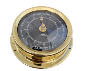 Polished Brass & Black Dial 125mm Quartz Tide Clock