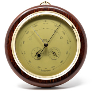 Mahogany & Brass Weather-Station 3 in 1 - Hygrometer + Barometer + Thermometer